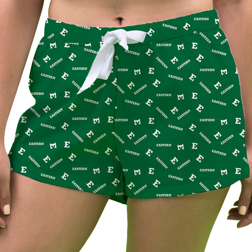 Eastern Michigan Eagles Vive La Fete Game Day All Over Logo Women Green Lounge Shorts