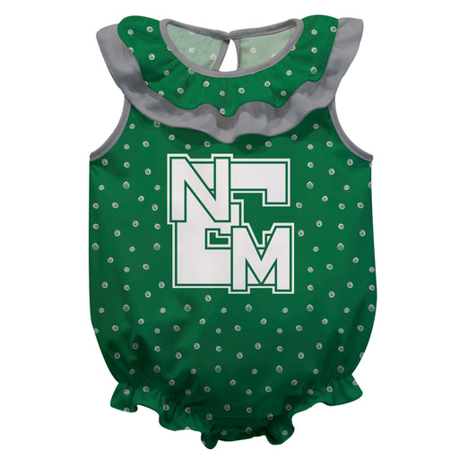 ENMU Eastern New Mexico Greyhounds Swirls Green Sleeveless Ruffle Onesie Logo Bodysuit