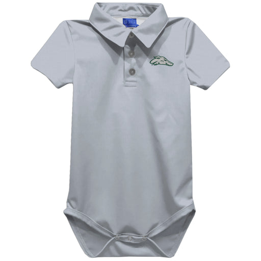 Eastern New Mexico University Greyhounds ENMU Embroidered Gray Solid Knit Polo Onesie