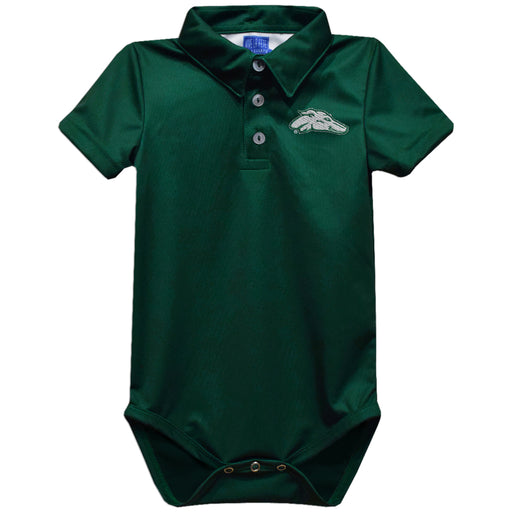 Eastern New Mexico University Greyhounds ENMU Embroidered Hunter Green Solid Knit Polo Onesie