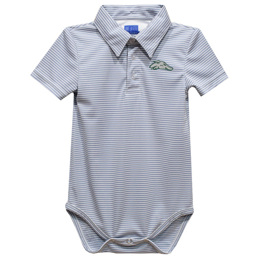 Eastern New Mexico University Greyhounds ENMU Embroidered Gray Stripe Knit Polo Onesie