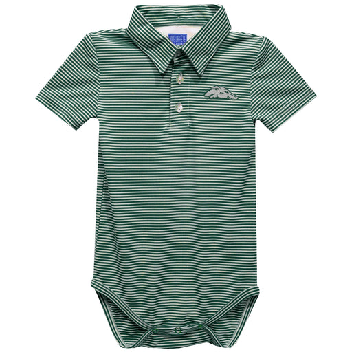 ENMU Eastern New Mexico Greyhounds Embroidered Hunter Green Stripe Knit Polo Onesie