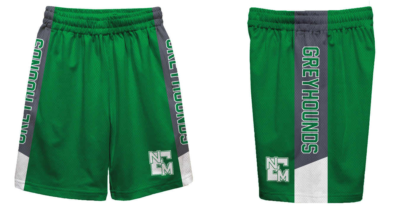 ENMU Eastern New Mexico Greyhounds Vive La Fete Game Day Green Stripes Boys Solid Gray Athletic Mesh Short - Vive La Fête - Online Apparel Store