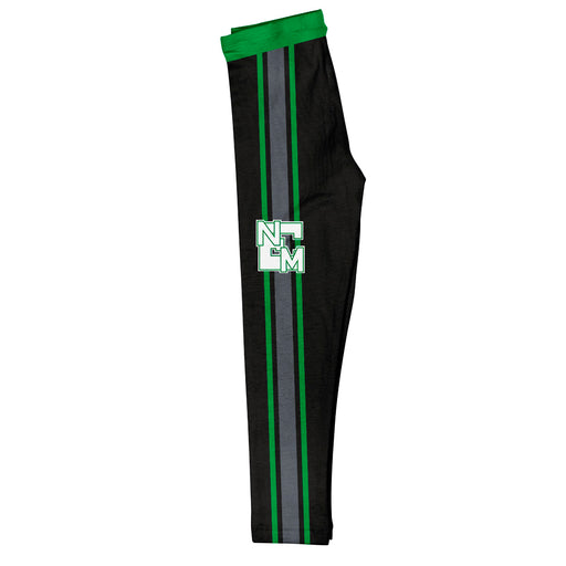 Eastern New Mexico Greyhounds ENMU Vive La Fete Girls Game Day Black with Green Stripes Leggings Tights