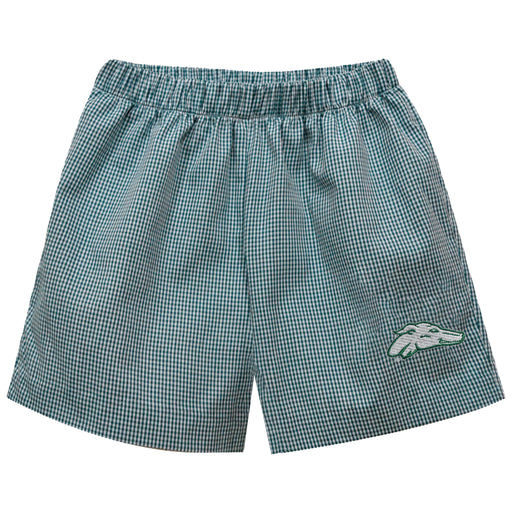 ENMU Eastern New Mexico Greyhounds Embroidered Hunter Green Gingham Pull On Short