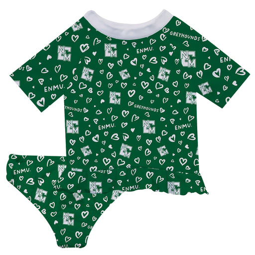 Eastern New Mexico University Greyhounds ENMU Vive La Fete All Over Logo Green Long Sleeve Bikini Set