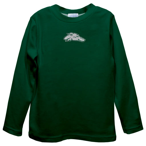ENMU Eastern New Mexico Greyhounds Embroidered Hunter Green Long Sleeve Boys Tee Shirt