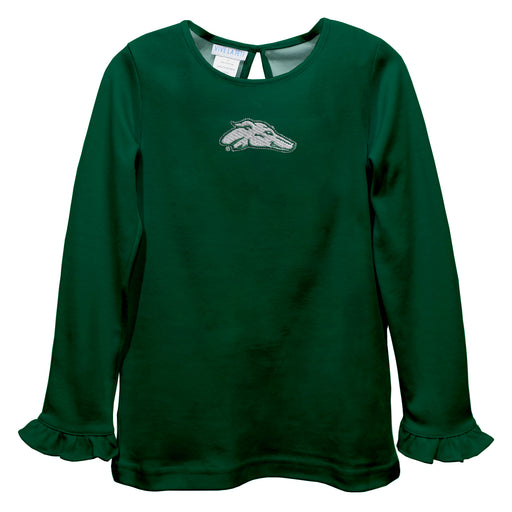 ENMU Eastern New Mexico Greyhounds Embroidered Hunter Green Knit Long Sleeve Girls Blouse
