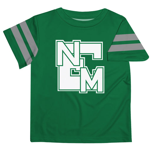 ENMU Eastern New Mexico Greyhounds Vive La Fete Boys Game Day Green Short Sleeve Tee with Stripes on Sleeves