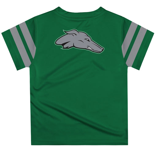 ENMU Eastern New Mexico Greyhounds Vive La Fete Boys Game Day Green Short Sleeve Tee with Stripes on Sleeves - Vive La Fête - Online Apparel Store