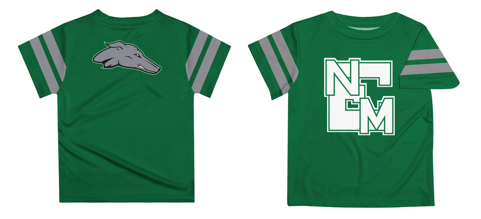 ENMU Eastern New Mexico Greyhounds Vive La Fete Boys Game Day Green Short Sleeve Tee with Stripes on Sleeves - Vive La Fête - Online Apparel Store