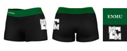 ENMU Eastern New Mexico Greyhounds Logo on Thigh & Waistband Black & Green Women Yoga Booty Workout Shorts 3.75 Inseam - Vive La Fête - Online Apparel Store