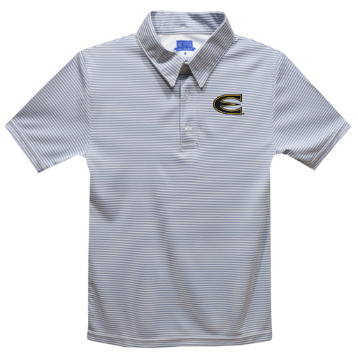 Emporia State University Hornets Embroidered Gray Stripes Short Sleeve Polo Box Shirt