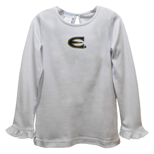 Emporia State University Hornets Embroidered White Knit Long Sleeve Girls Blouse