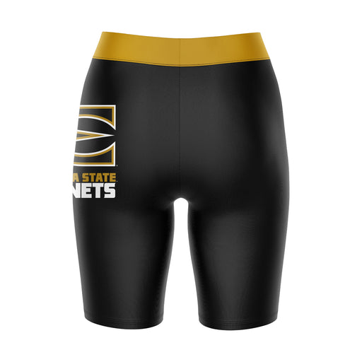 Emporia State Hornets Vive La Fete Game Day Logo on Thigh and Waistband Black and Gold Women Bike Short 9 Inseam - Vive La Fête - Online Apparel Store