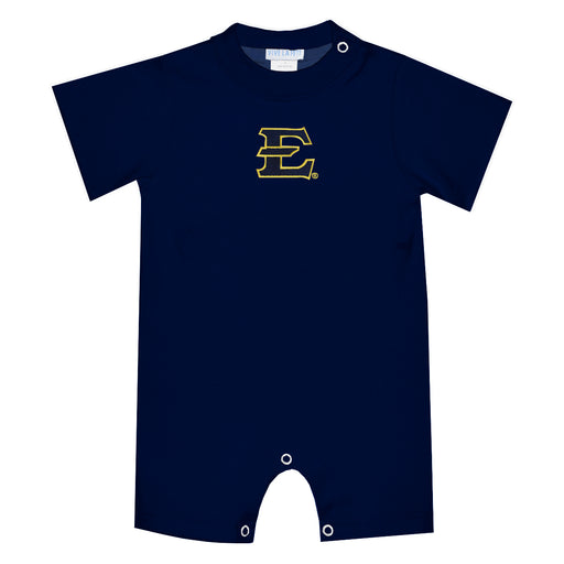 East Tennessee Buccaneers Embroidered Navy Knit Short Sleeve Boys Romper