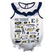 East Tennessee Buccaneers  White Hand Sketched Vive La Fete Impressions Artwork Sleeveless Ruffle Onesie Bodysuit