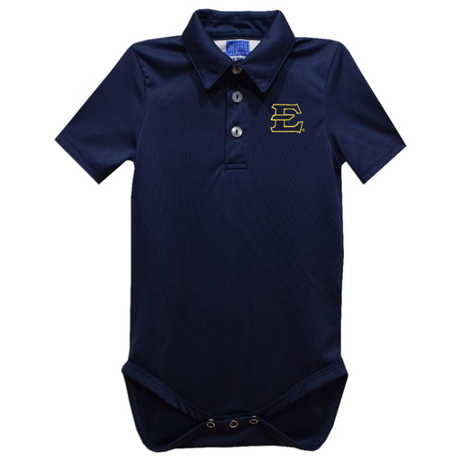 East Tennessee Buccaneers Embroidered Navy Solid Knit Polo Onesie