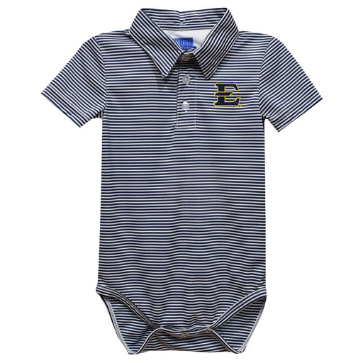 East Tennessee Buccaneers Embroidered Navy Stripe Knit Polo Onesie