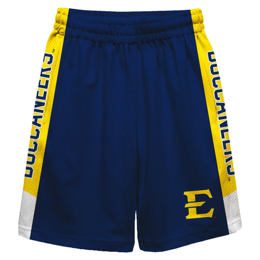 East Tennessee Buccaneers Vive La Fete Game Day Blue Stripes Boys Solid Gold Athletic Mesh Short