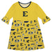 East Tennessee Buccaneers 3/4 Sleeve Solid Gold Repeat Print Hand Sketched Vive La Fete Impressions Artwork on Skirt