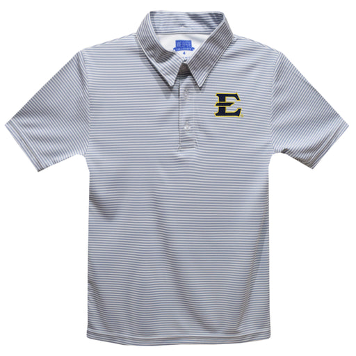 East Tennessee Buccaneers Embroidered Gray Stripes Short Sleeve Polo Box Shirt