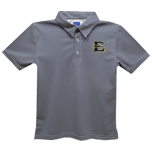 East Tennessee Buccaneers Embroidered Navy Stripes Short Sleeve Polo Box Shirt