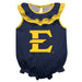 East Tennessee Buccaneers Navy Sleeveless Ruffle Onesie Logo Bodysuit by Vive La Fete