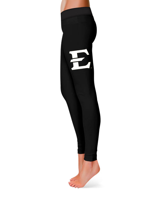 East Tennessee Buccaneers Collegiate Large Logo on Thigh Women Black Yoga Leggings 2.5 Waist Tights" - Vive La Fête - Online Apparel Store