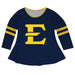 East Tennessee State Big Logo Blue Stripes Long Sleeve Girls Laurie Top - Vive La Fête - Online Apparel Store