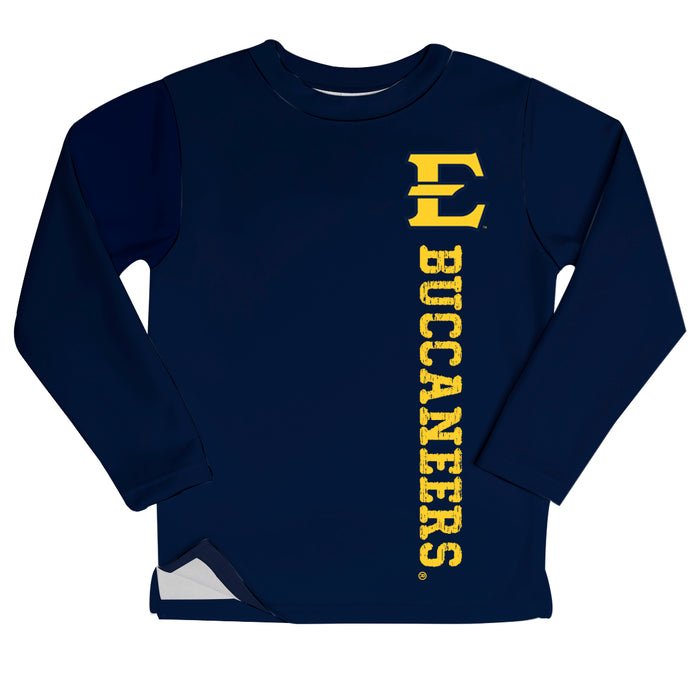 East Tennessee State Buccaneers Logo Blue Long Sleeve Fleece Sweatshirt Side Vents - Vive La Fête - Online Apparel Store