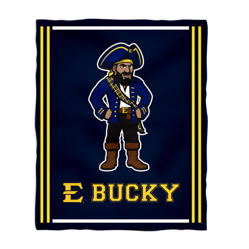 East Tennessee Buccaneers Vive La Fete Kids Game Day Navy Plush Soft Minky Blanket 36 x 48 Mascot