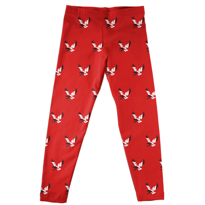 Easter Washington Eagles EWU Vive La Fete Girls Game Day All Over Logo Elastic Waist Classic Play Red Leggings Tights
