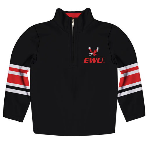 Eastern Washington University Eagles EWU Vive La Fete Game Day Black Quarter Zip Pullover Stripes on Sleeves