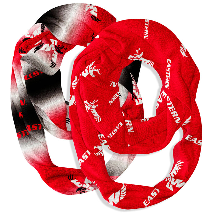 Eastern Washington Eagles Vive La Fete All Over Logo Collegiate Women Set of 2 Light Weight Ultra Soft Infinity Scarfs