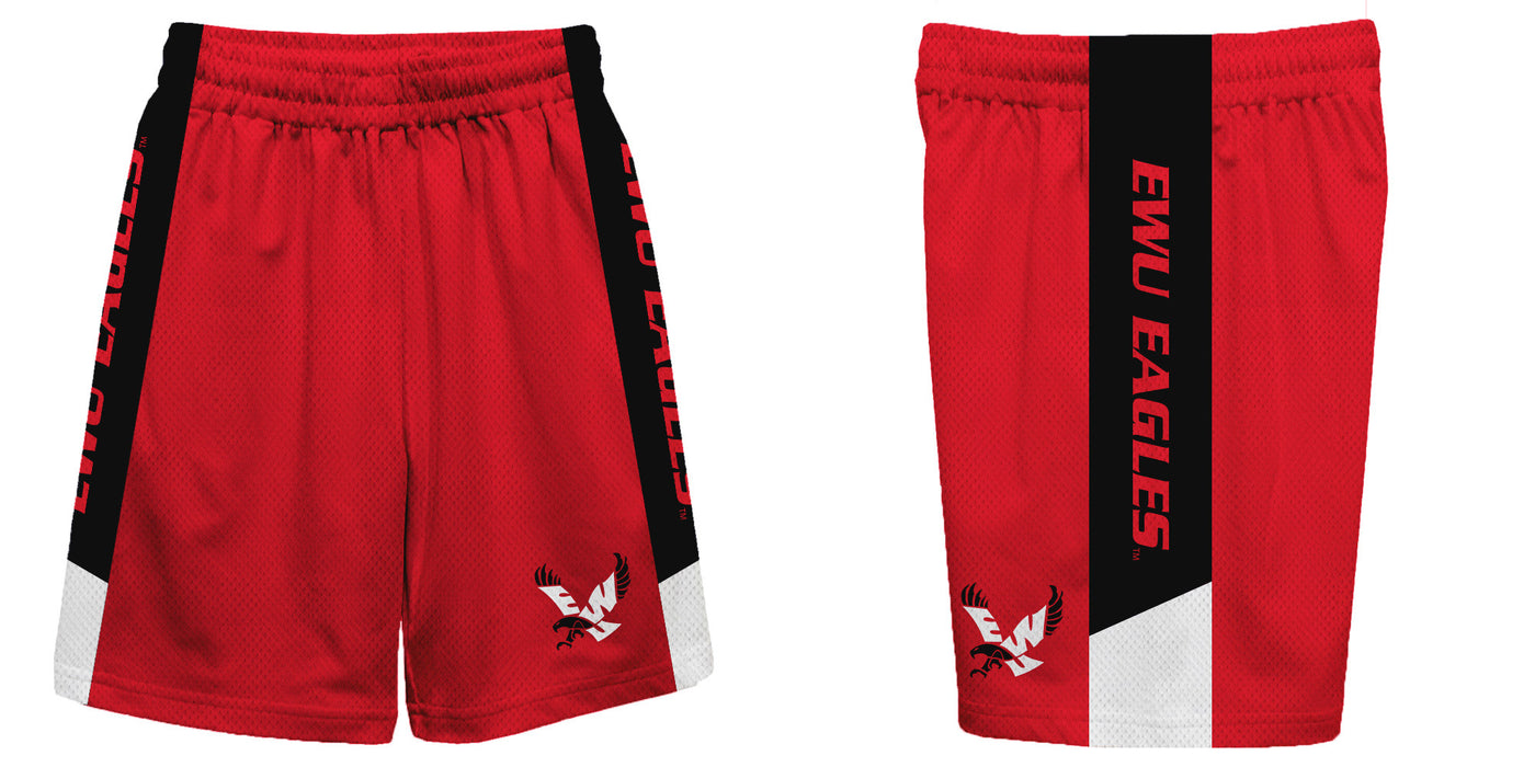 Eastern Washington Eagles EWU Vive La Fete Game Day Red Stripes Boys Solid Black Athletic Mesh Short - Vive La Fête - Online Apparel Store