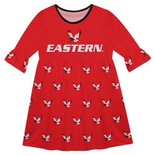 Eastern Washington Eagles EWU Vive La Fete Girls Game Day 3/4 Sleeve Solid Red All Over Logo on Skirt