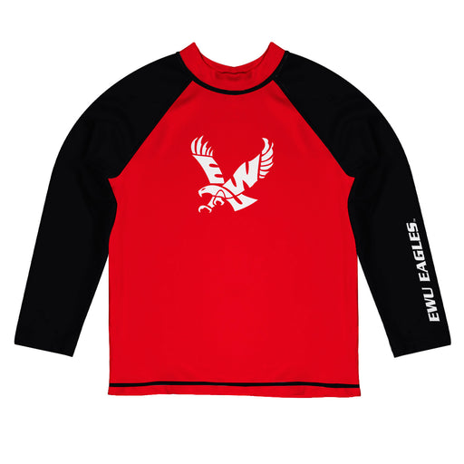 Eastern Washington Eagles EWU Vive La Fete Logo Red Black Long Sleeve Raglan Rashguard