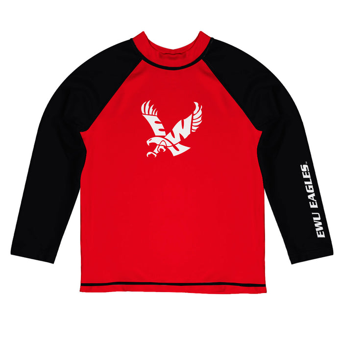 Eastern Washington Eagles EWU Vive La Fete Logo Red Black Long Sleeve Raglan Rashguard