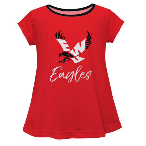Eastern Washington Eagles EWU Vive La Fete Girls Game Day Short Sleeve Red Top with School Logo and Name