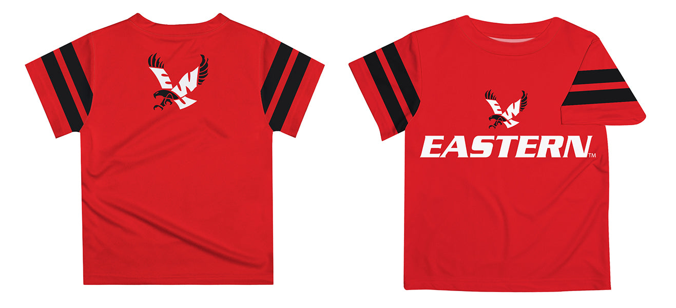 Eastern Washington Eagles EWU Vive La Fete Boys Game Day Red Short Sleeve Tee with Stripes on Sleeves - Vive La Fête - Online Apparel Store