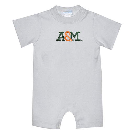 Florida A&M University Rattlers Embroidered White Knit Short Sleeve Boys Romper