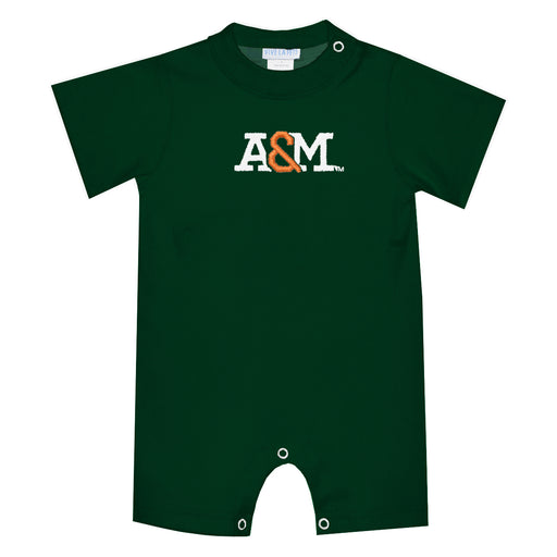 Florida A&M University Rattlers Embroidered Hunter Green Knit Short Sleeve Boys Romper