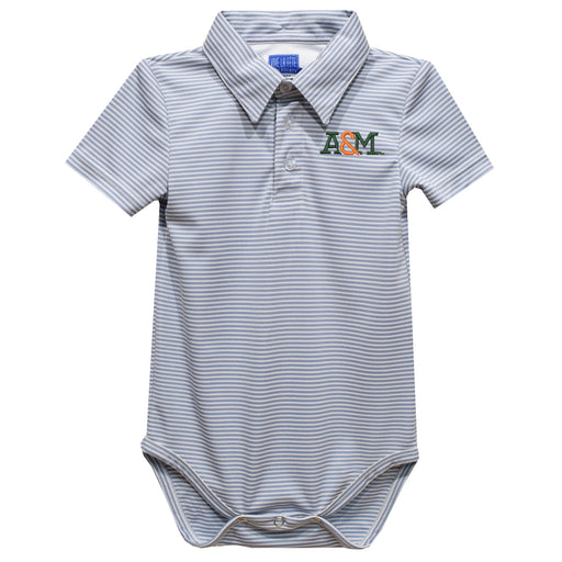 Florida A&M University Rattlers Embroidered Gray Stripe Knit Polo Onesie