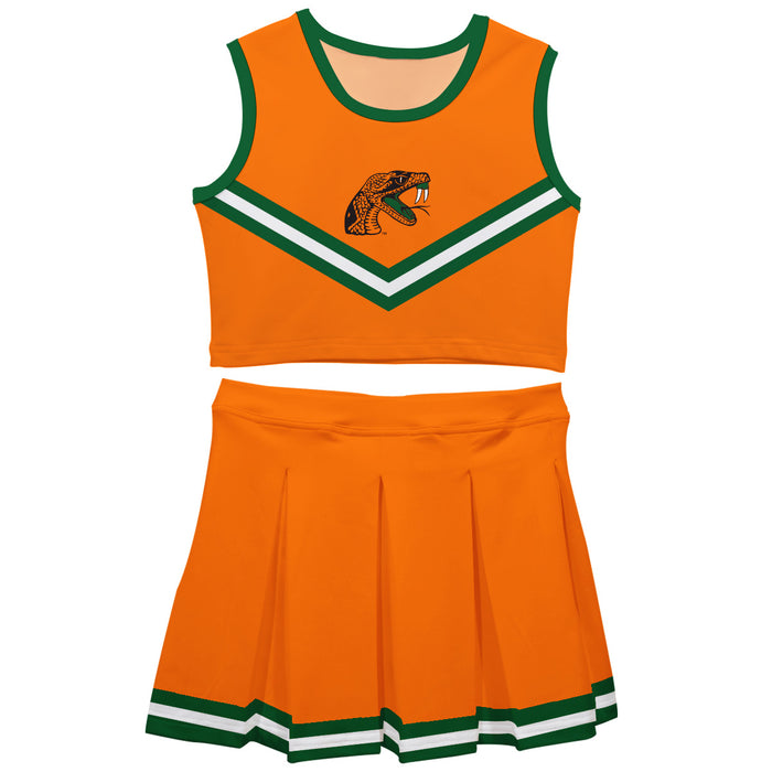 Florida A&M University Rattlers Vive La Fete Game Day Orange Sleeveless Cheerleader Set