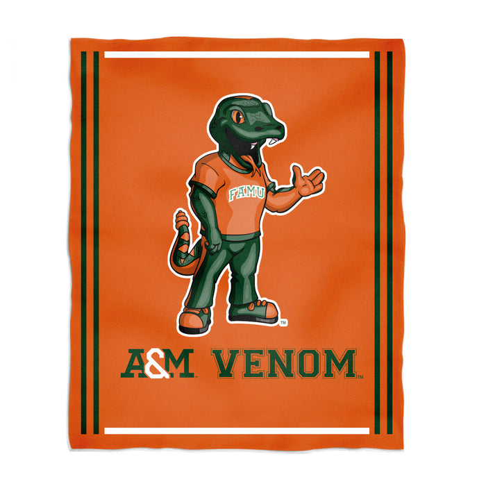 Florida A&M University Rattlers Vive La Fete Kids Game Day Orange Plush Soft Minky Blanket 36 x 48 Mascot