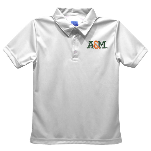 Florida A&M University Rattlers Embroidered White Short Sleeve Polo Box Shirt