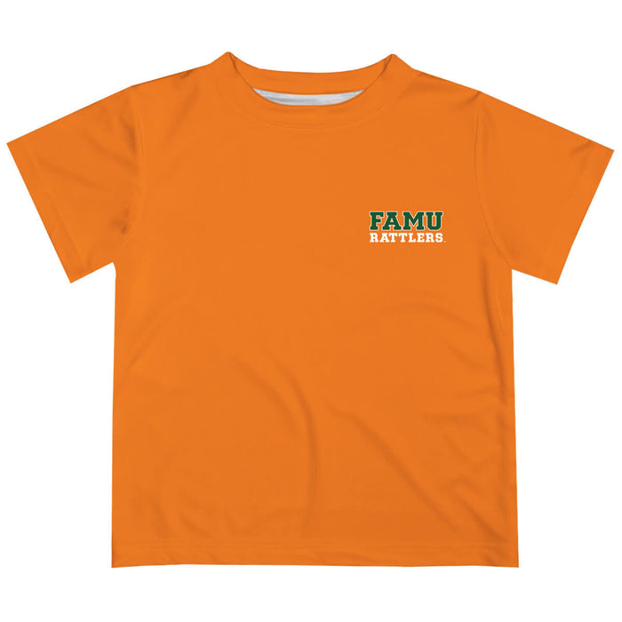 Florida A&M University Rattlers Hand Sketched Vive La Fete Impressions Artwork Boys Orange Short Sleeve Tee Shirt