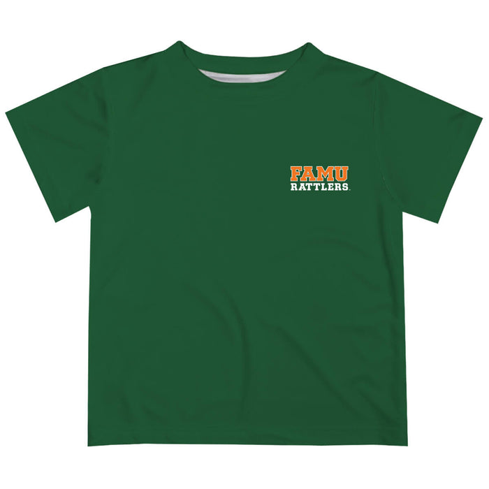 Florida A&M University Rattlers Hand Sketched Vive La Fete Impressions Artwork Boys Green Short Sleeve Tee Shirt
