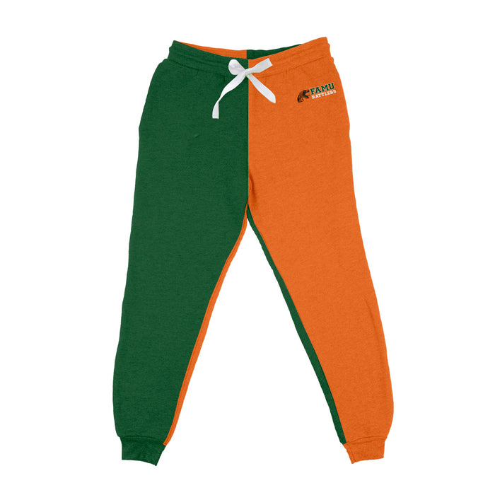 Florida A&M University Rattlers Vive La Fete Color Block Womens Orange Green Fleece Jogger